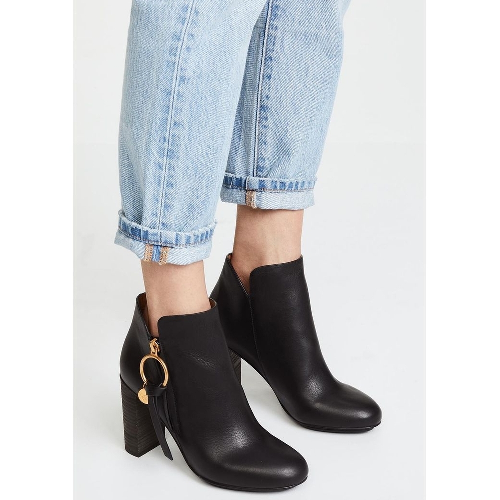 See By Chloe Black Booties with Gold Accents - Picture 1 of 7